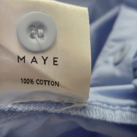 MAYE Periwinkle Blue Cotton Shirtdress Sleeveless Pintuck Midi Dress | Medium - Picture 4 of 6